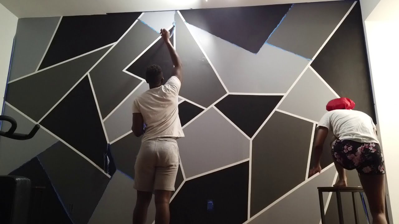 A Bit of Geometry Wall Paint Design - geometric wall design color combination