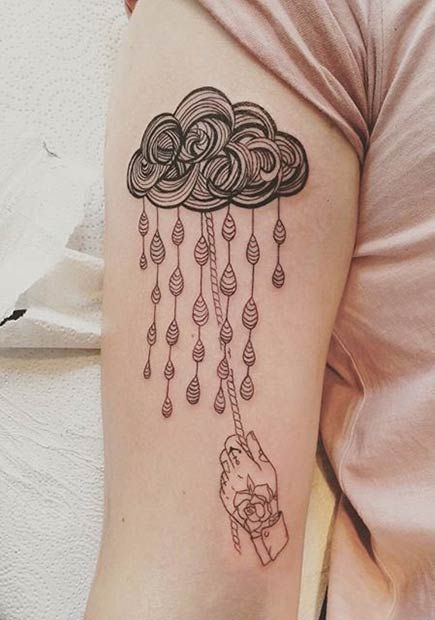 Cloud Arm Tattoos for Men - cloud sleeve tattoo ideas