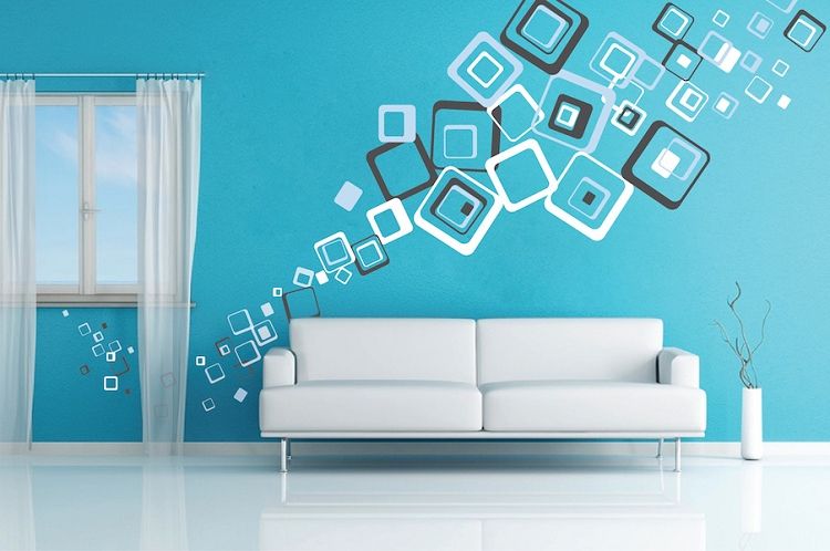 Different Sizes and Same Shape Wall Paints - Simple wall painting designs for living room