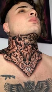 Gangster Throat Neck Tattoos - side neck tattoos male