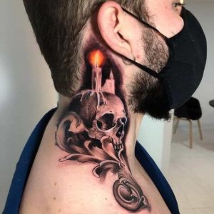 Gangster Throat Neck Tattoos - side neck tattoos male