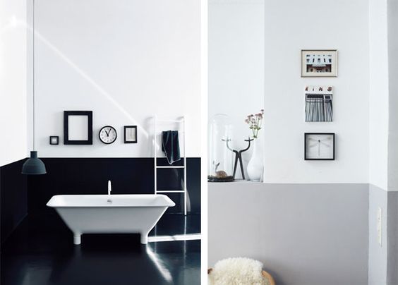 Half Black And Half White Wall Paint Designs - two tone half painted walls