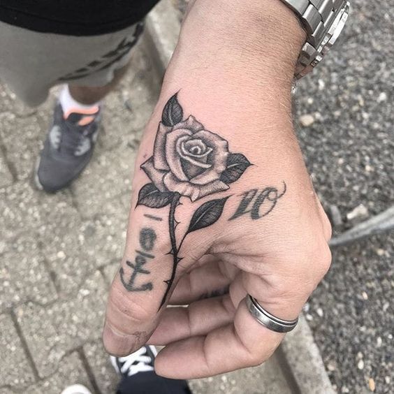 Rose Side Hand Tattoos - rose hand tattoo male