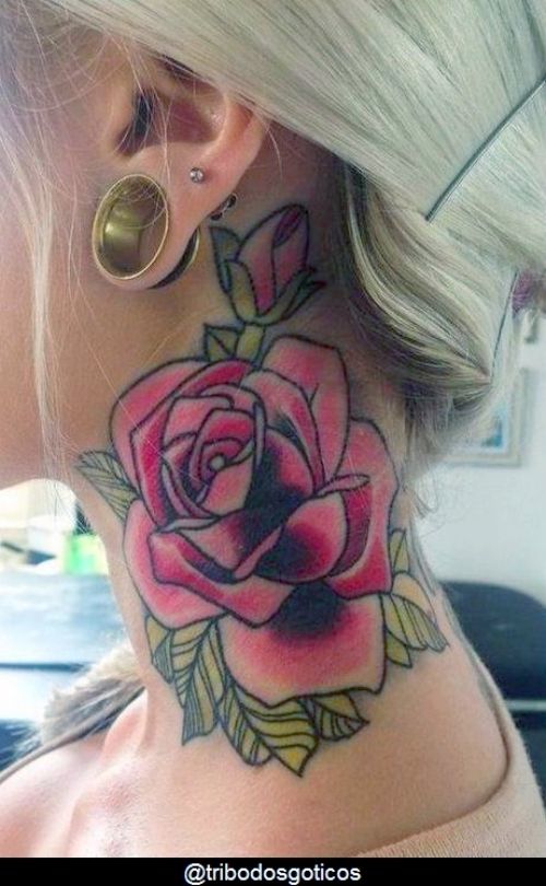 Rose Side Neck Tattoos for Women's - Best Rose tattoos