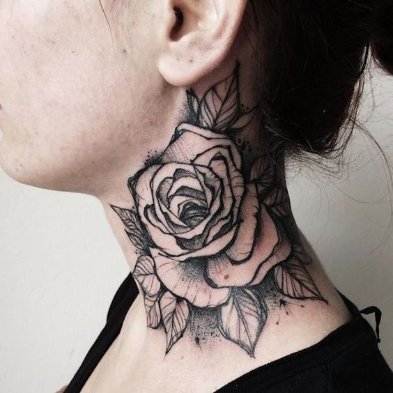 Rose Side Neck Tattoos for Women's - Best Rose tattoo designs