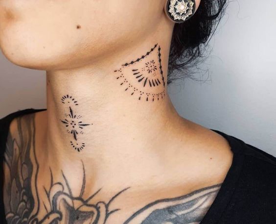 attractive classy womens side neck tattoos - cute neck tattoos for females