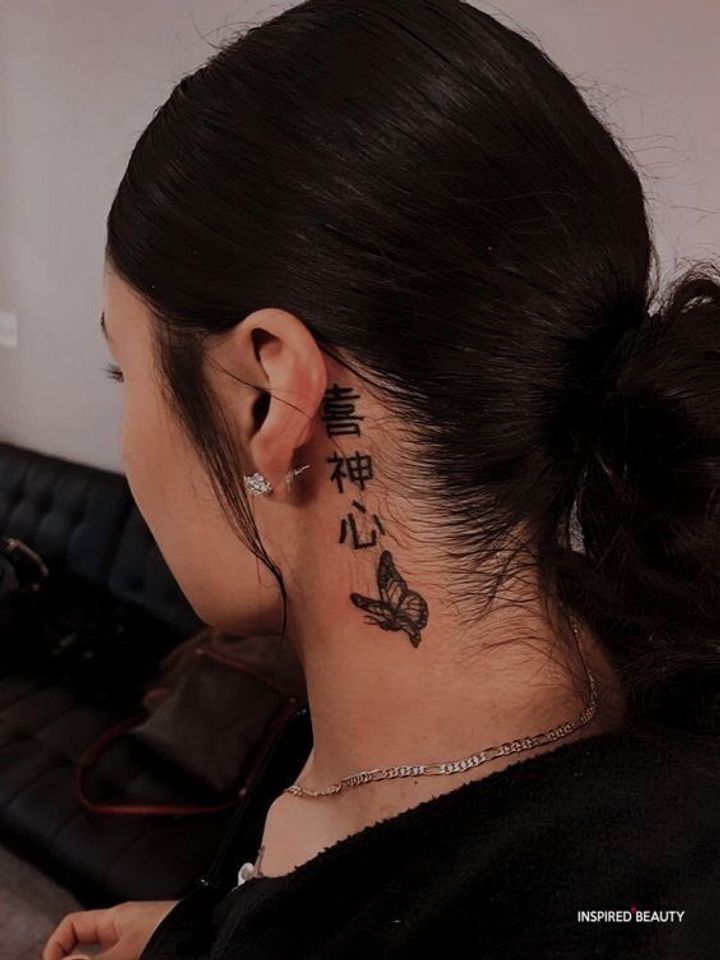 classy womens side neck tattoos - side neck tattoo designs female