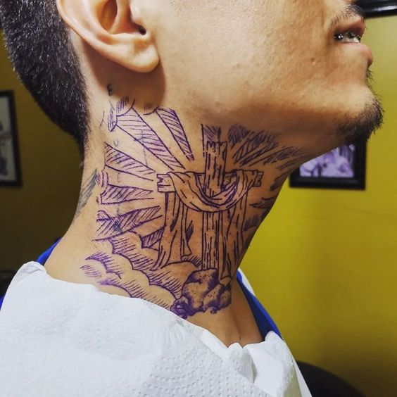 hood gangsta neck tattoo designs - gangster hood tattoos