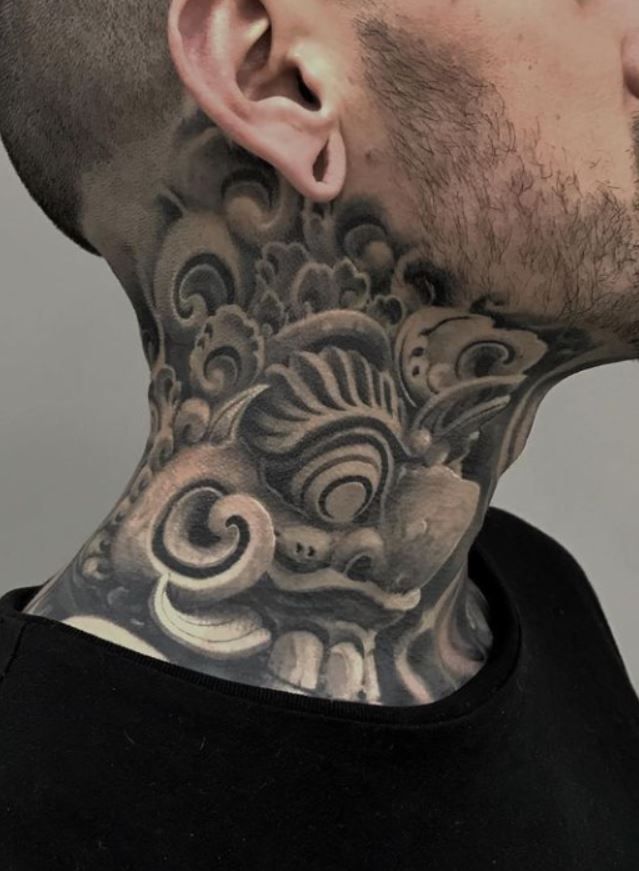 Unique hood gangster side neck tattoos for guys - gangster tattoos for guys