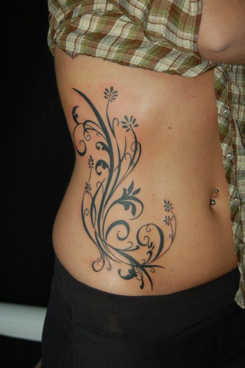 Belly Side Stomach Tattoos for Females - lower side stomach tattoos for females