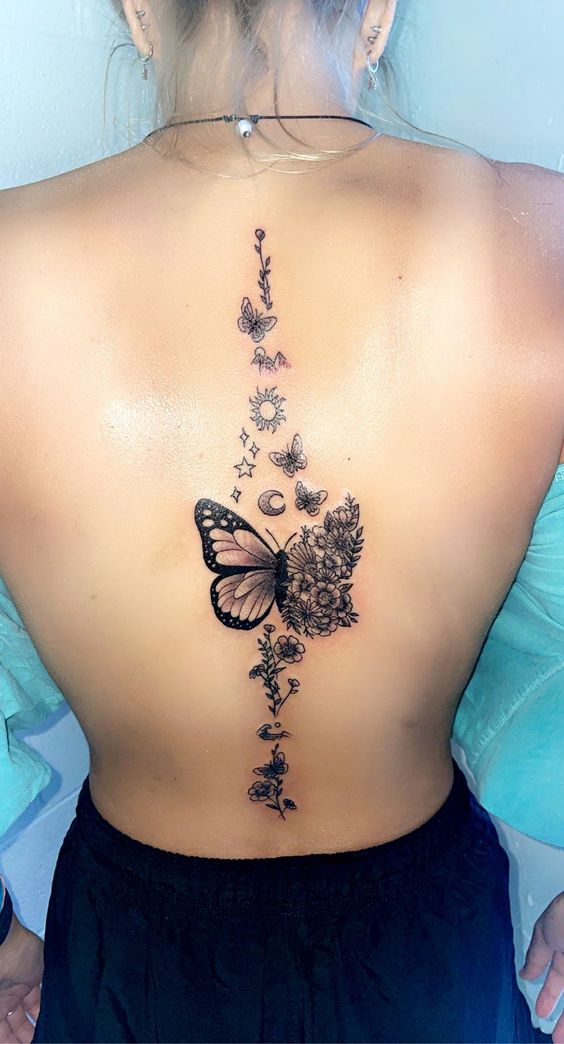 Best Spine Tattoos for Women - elegant spine tattoo ideas