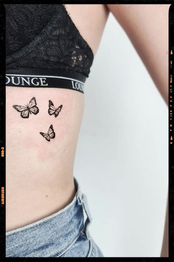 Butterfly Side Stomach Belly Tattoos for Females - butterfly side stomach tattoo