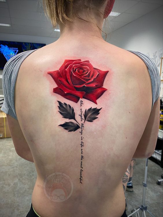 Rose Spine Tattoos - spine tattoos for women