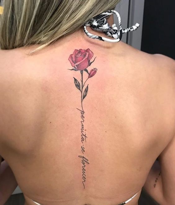 Rose Spine Tattoos - spine tattoos for women