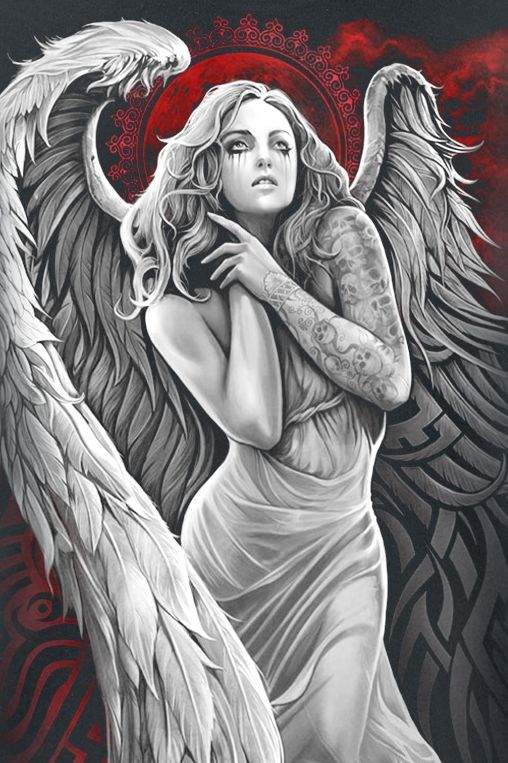 Angel Gangster Side Neck Tattoos for Girls - angel front neck tattoo