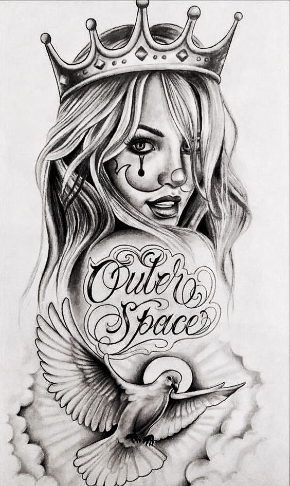 Angel Gangster Side Neck Tattoos for Girls - angel front neck tattoo