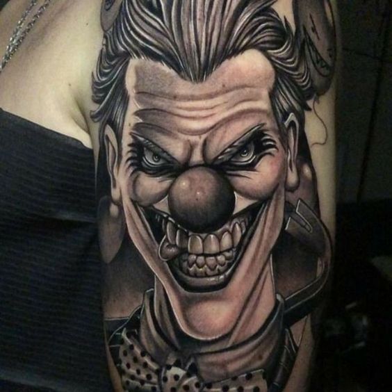 Batman with Joker smile tattoo done by Mike at Blasted Ink in Bloomington  MN  rbatman