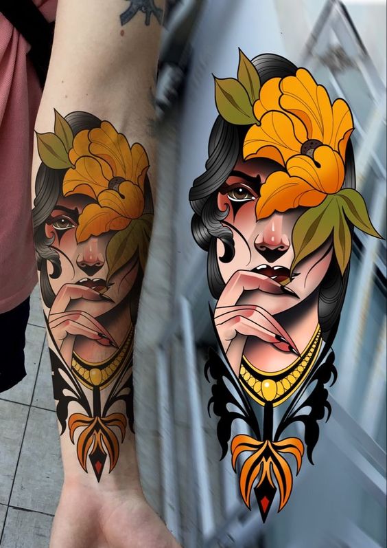 Neo Traditional Flower Tattoo - neo traditional flower tattoo sleeve