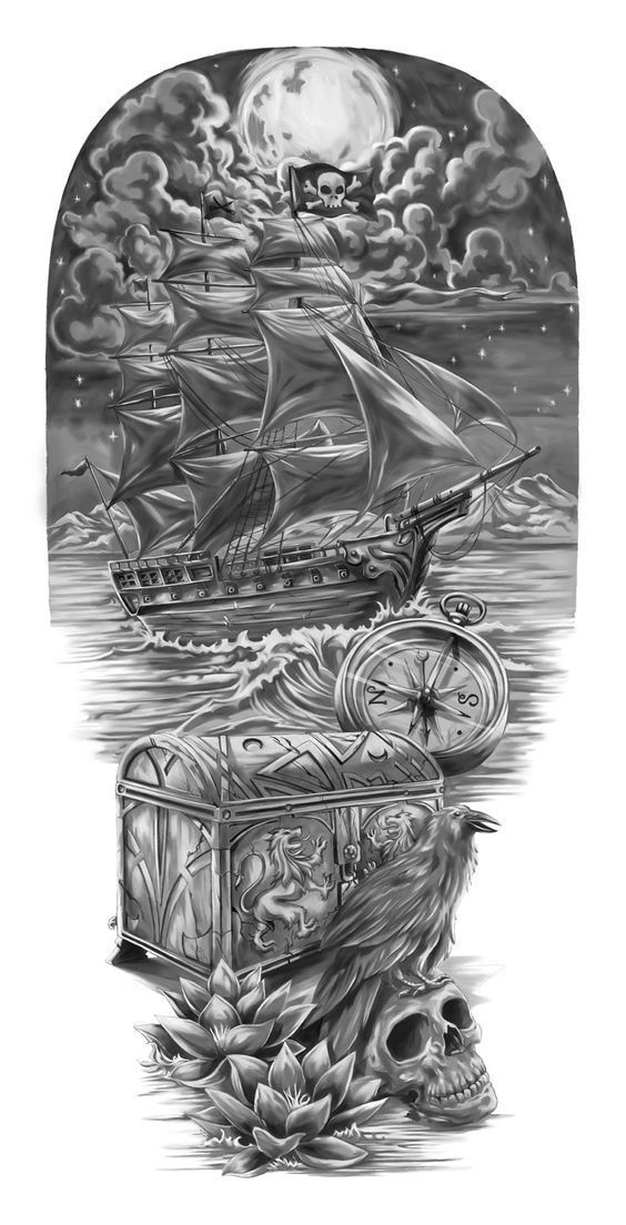 Unique Pirate Ship Tattoos Designs - Unique Pirate Ship Tattoos Designs
