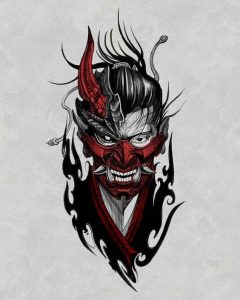 Samurai Mask Tattoo - oni mask tattoo