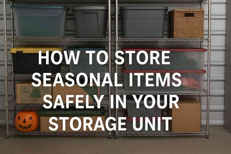 How to Store Seasonal Items Safely in Your Storage Unit Seasonal storage items arranged neatly in a storage unit.