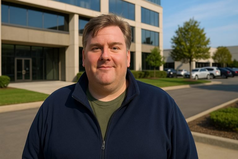 Tim Dillon Net Worth: How the Comedian Built His Multi-Million Dollar Empire Tim Dillon outside a modern office building, symbolizing his wealth