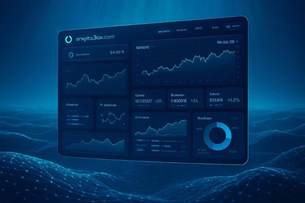 crypto30x.com ocean: Deep Dive into Features 2025 Crypto trading dashboard over digital ocean background representing 2025 features