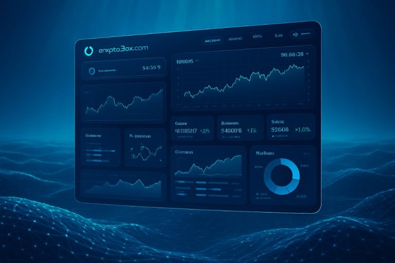 crypto30x.com ocean: Deep Dive into Features 2025 Crypto trading dashboard over digital ocean background representing 2025 features