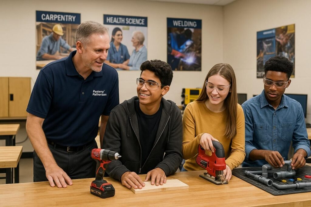 Paxton Patterson: Transforming Career and Technical Education in Schools Paxton Patterson mentoring students in a hands-on technical education class