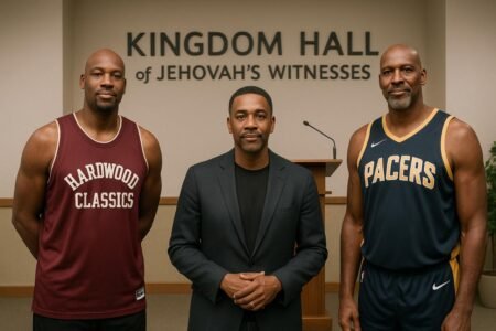 Former NBA players at a Kingdom Hall, representing life after basketball as Jehovah’s Witnesses.