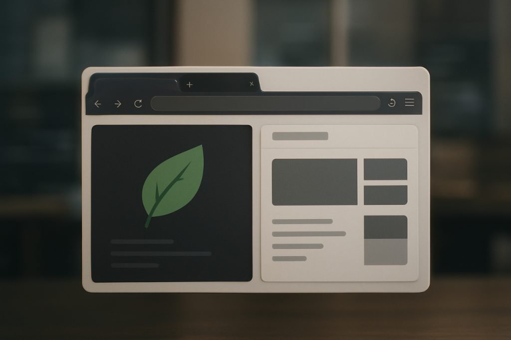 leaf browser alpha: how it works & modern alternatives Futuristic minimal browser interface representing Leaf Browser Alpha