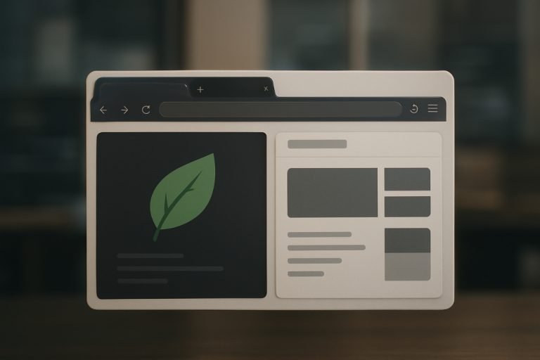 leaf browser alpha: how it works & modern alternatives Futuristic minimal browser interface representing Leaf Browser Alpha