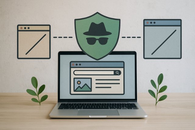 Secure web-based proxy viewer concept with browser and shield icons.