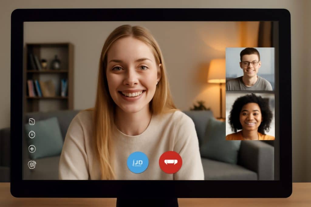 Random video chat on RabbitVideoChat with three participants