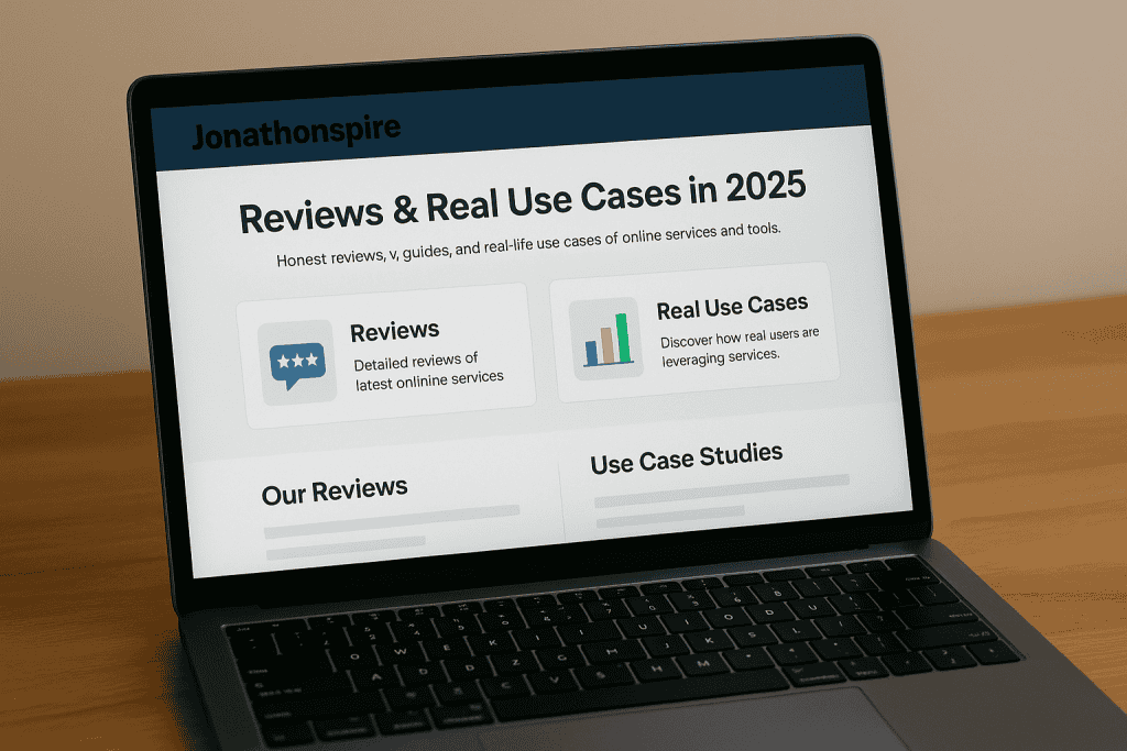 Laptop showing JonathonSpire reviews and real user use cases in 2025.