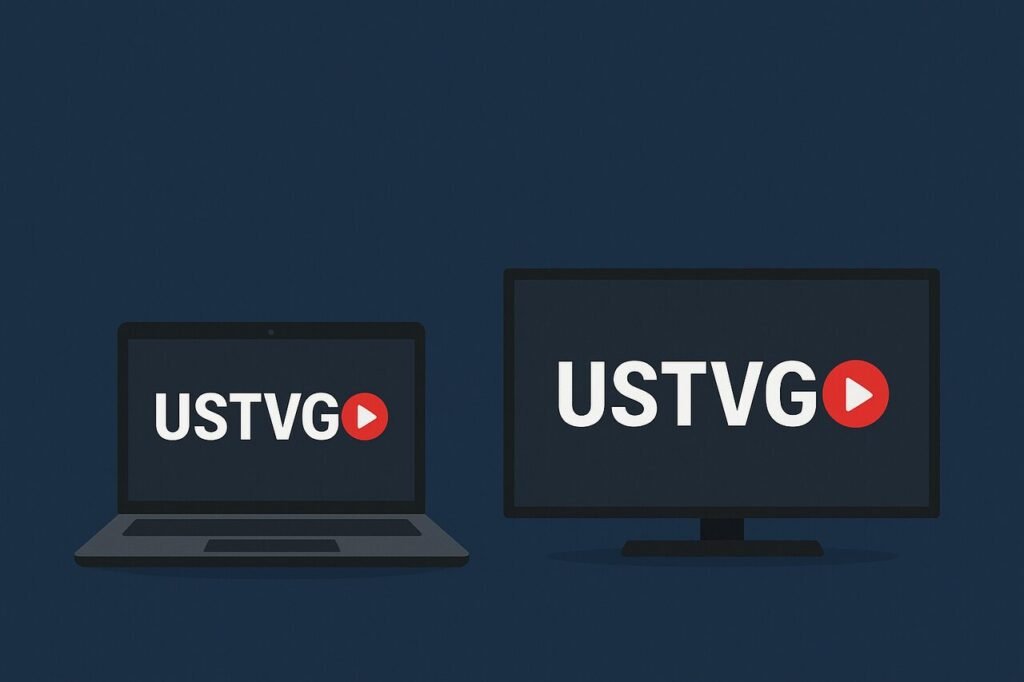USTVGO interface on digital screens for live TV streaming