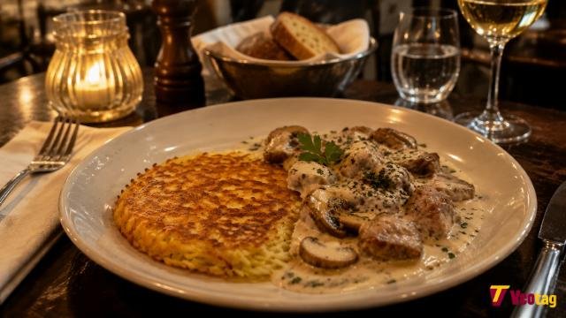 Zürcher Geschnetzeltes with Swiss Rösti in Zurich restaurant