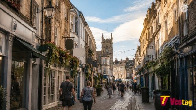Chapel Street Penzance Cornwall with historic buildings and shops