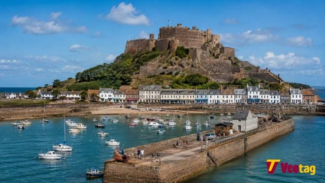 Mont Orgueil Castle overlooking Gorey Harbour in Jersey