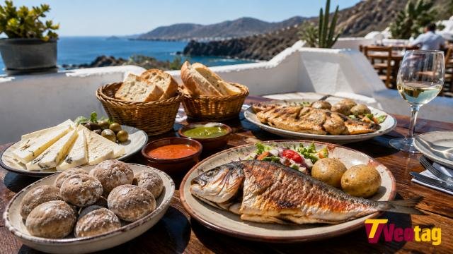 Lanzarote traditional food with papas arrugadas, mojo sauces, goat cheese and fresh grilled fish.