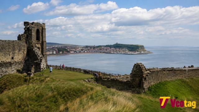 Scarborough Castle ruins overlooking the North Sea in North Yorkshire
