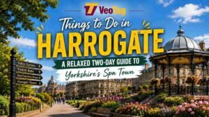 Victorian gardens and historic architecture in Harrogate, Yorkshire's famous spa town.