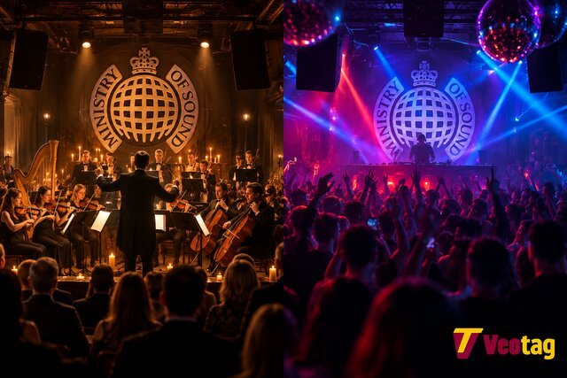 Ministry of Sound Classical orchestra compared with a regular Ministry of Sound DJ club event.