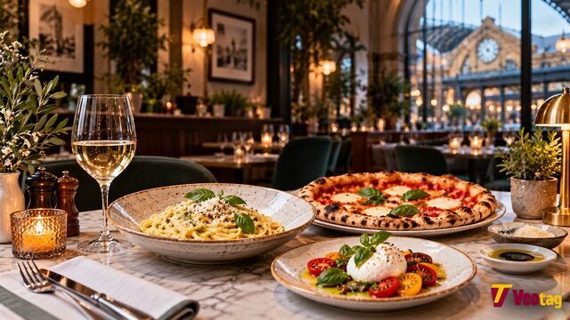 Casa Tua King’s Cross Italian dishes featuring pasta, pizza, burrata salad, and wine.