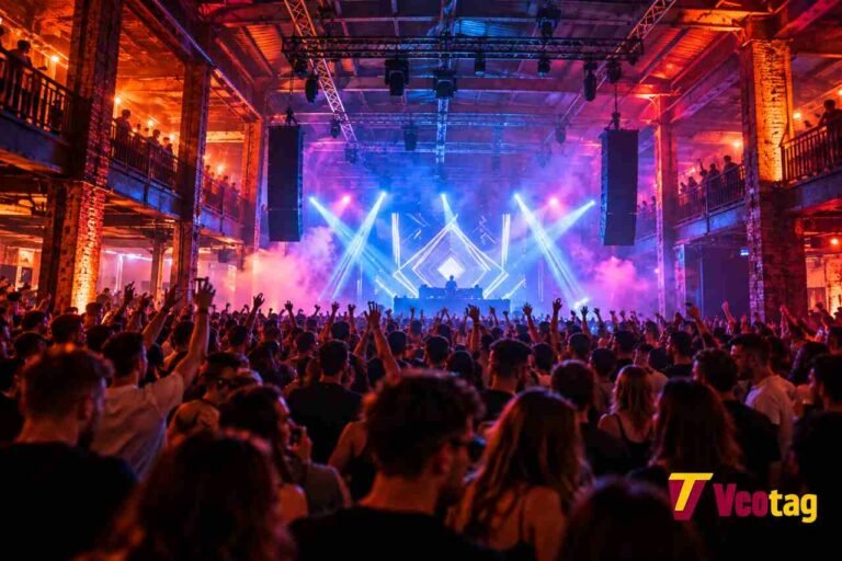 The Warehouse Leeds: History, Nightlife, Music and Visitor Guide Crowd enjoying electronic dance music and colourful stage lighting at a warehouse-style nightclub representing The Warehouse Leeds.